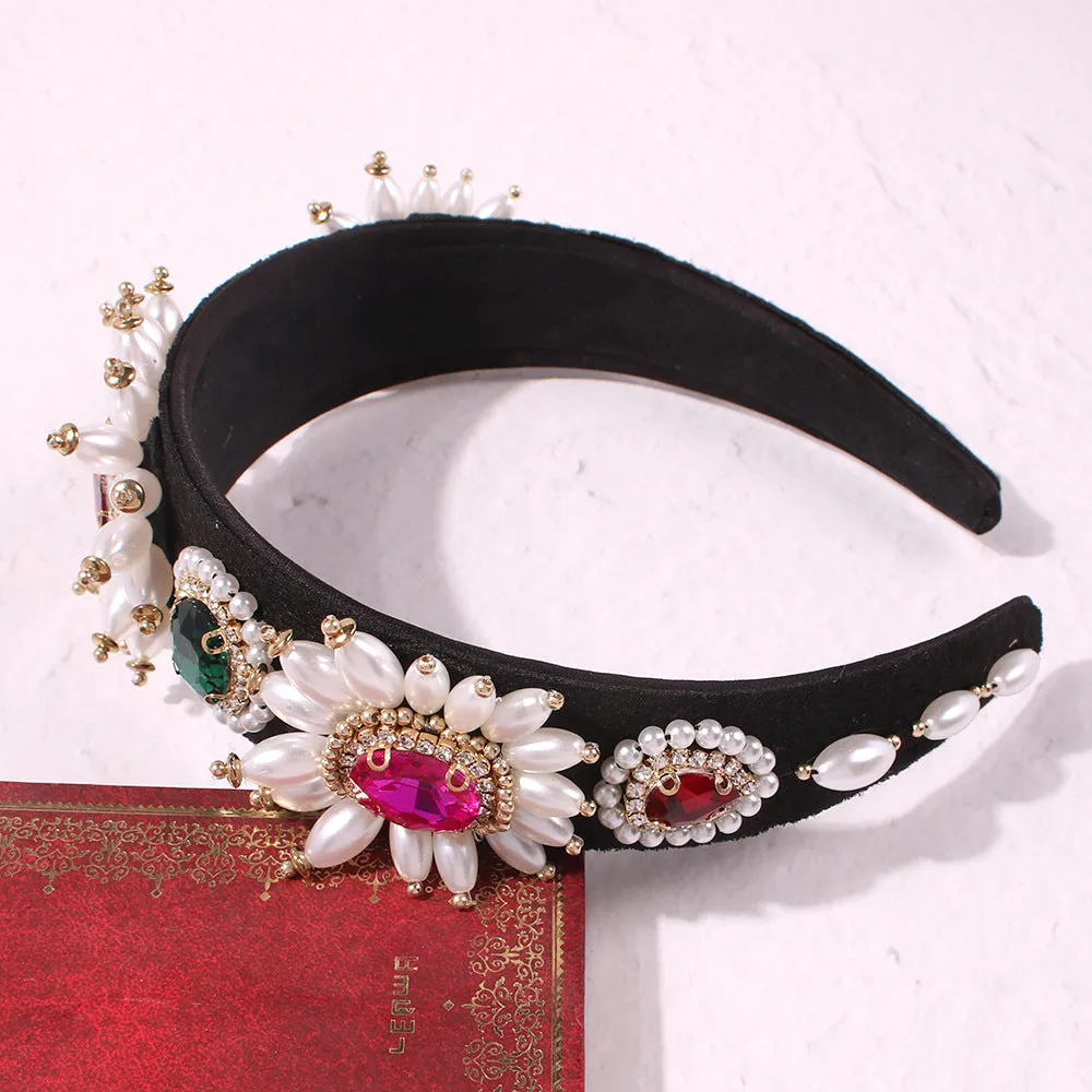 Luxury Gemstone Pearl Tassel Baroque Fashion Headband