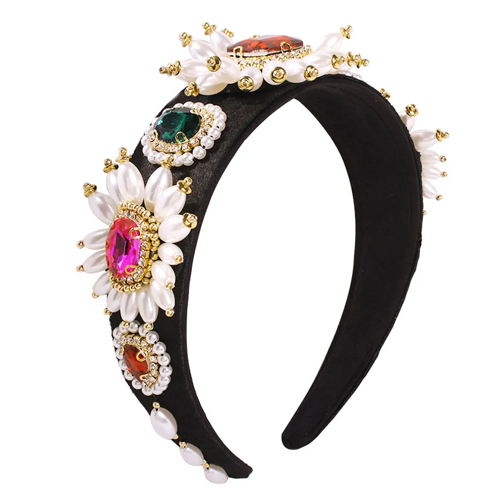 Luxury Gemstone Pearl Tassel Baroque Fashion Headband