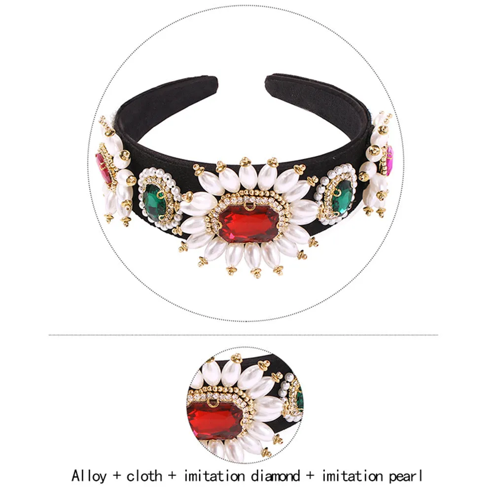 Luxury Gemstone Pearl Tassel Baroque Fashion Headband