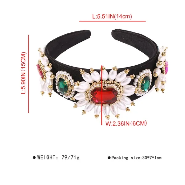 Luxury Gemstone Pearl Tassel Baroque Fashion Headband