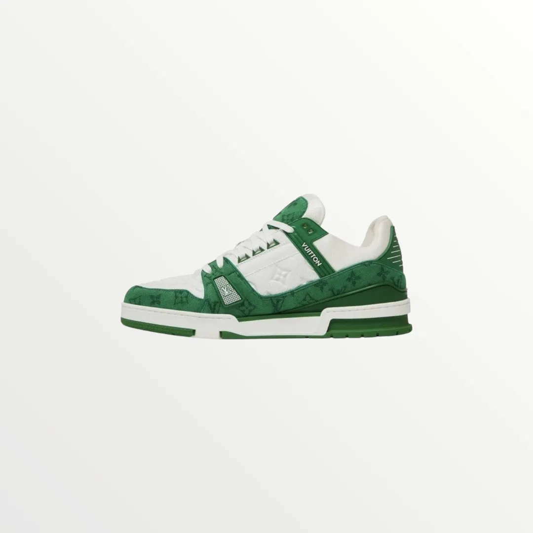 lv trainer green monogram sneaker