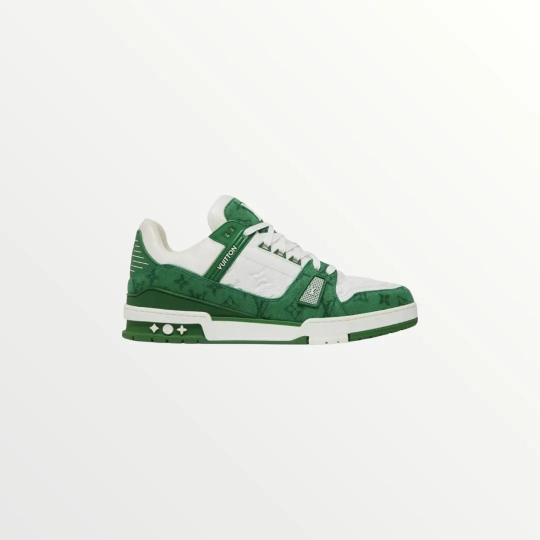 lv trainer green monogram sneaker