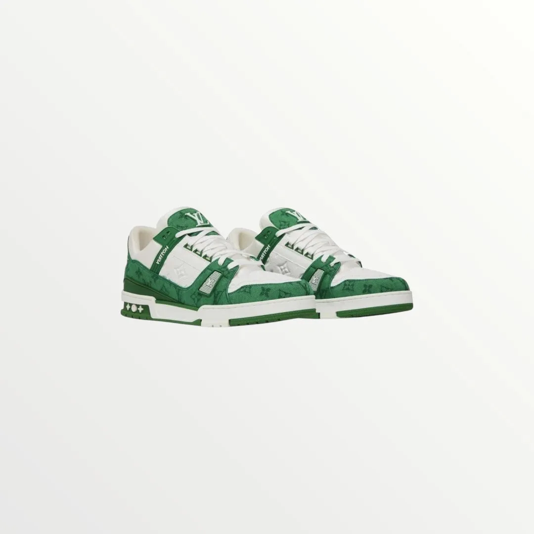 lv trainer green monogram sneaker