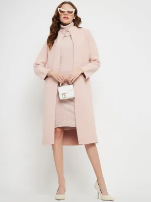 Madame Turtleneck Dress With Shrug Peach Co-Ord Set