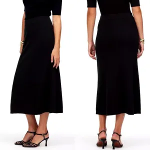 MADEWELL Merino Wool Blend Maxi Sweater Skirt M Ribbed Black Pull On B61