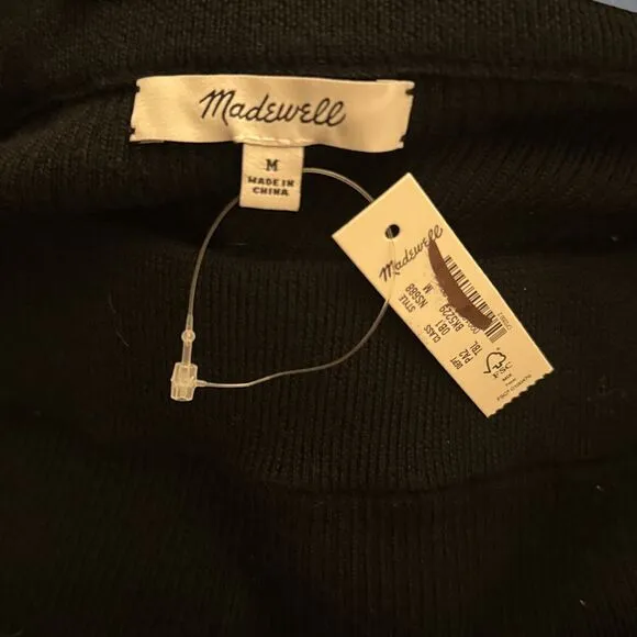 MADEWELL Merino Wool Blend Maxi Sweater Skirt M Ribbed Black Pull On B61