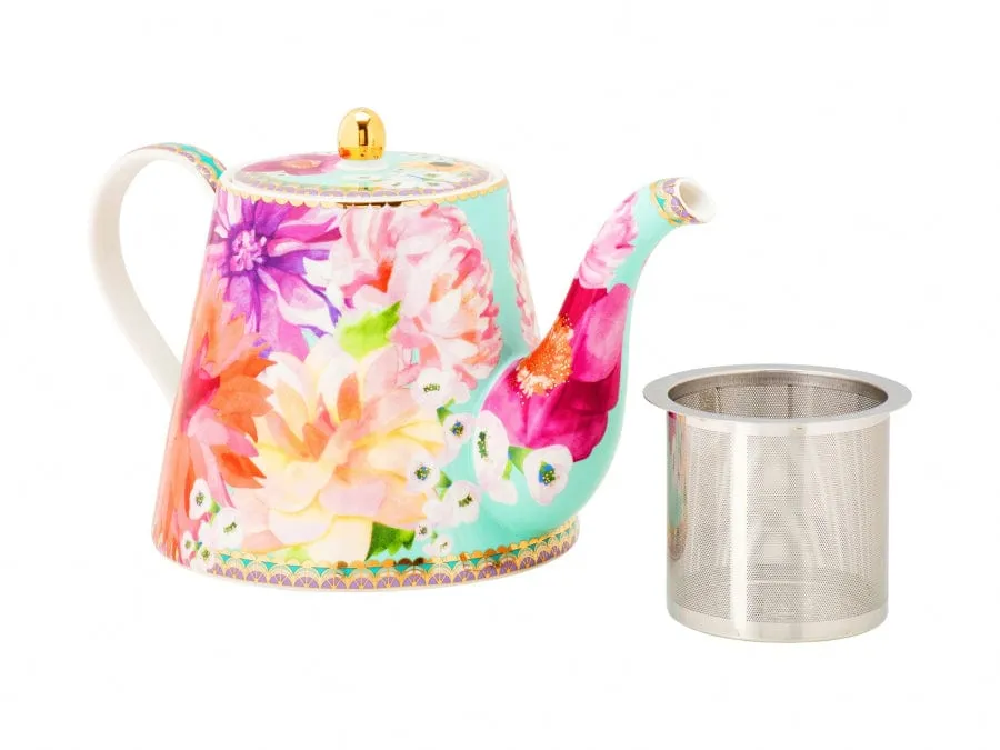 Maxwell & Williams Dahlia Daze Teapot With Infuser 1L Sky HV0333