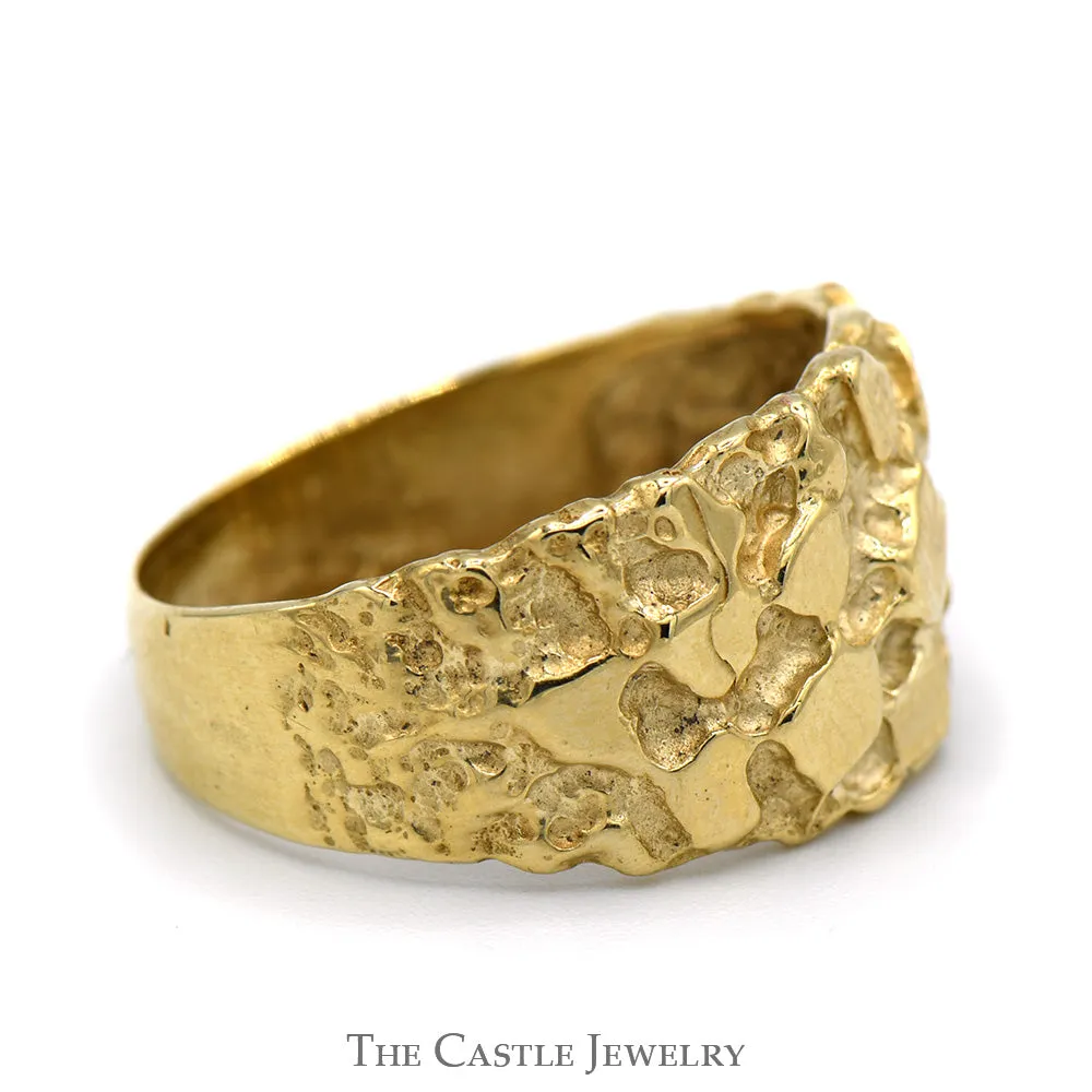 Men's Nugget Design Tapered Band Ring in 10k Yellow Gold
