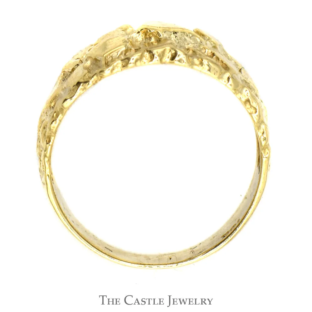 Men's Nugget Design Tapered Band Ring in 10k Yellow Gold