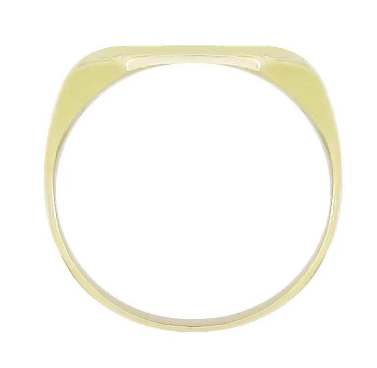 Mens Victorian Rectangular Sunburst Engraved Signet Ring in 14K Yellow Gold