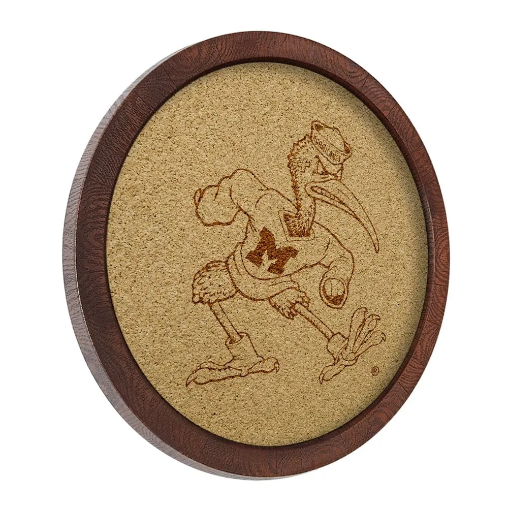 Miami Hurricanes: Mascot - "Faux" Barrel Framed Cork Board