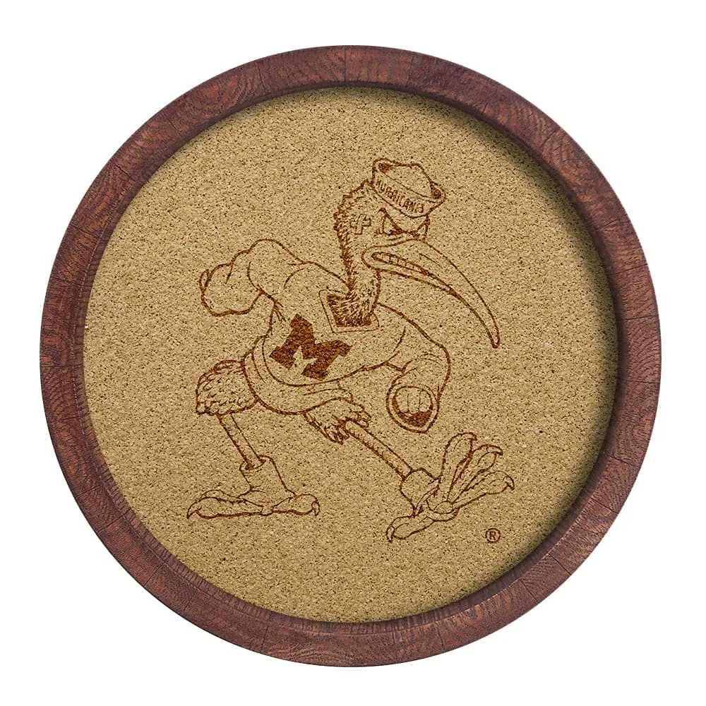 Miami Hurricanes: Mascot - "Faux" Barrel Framed Cork Board