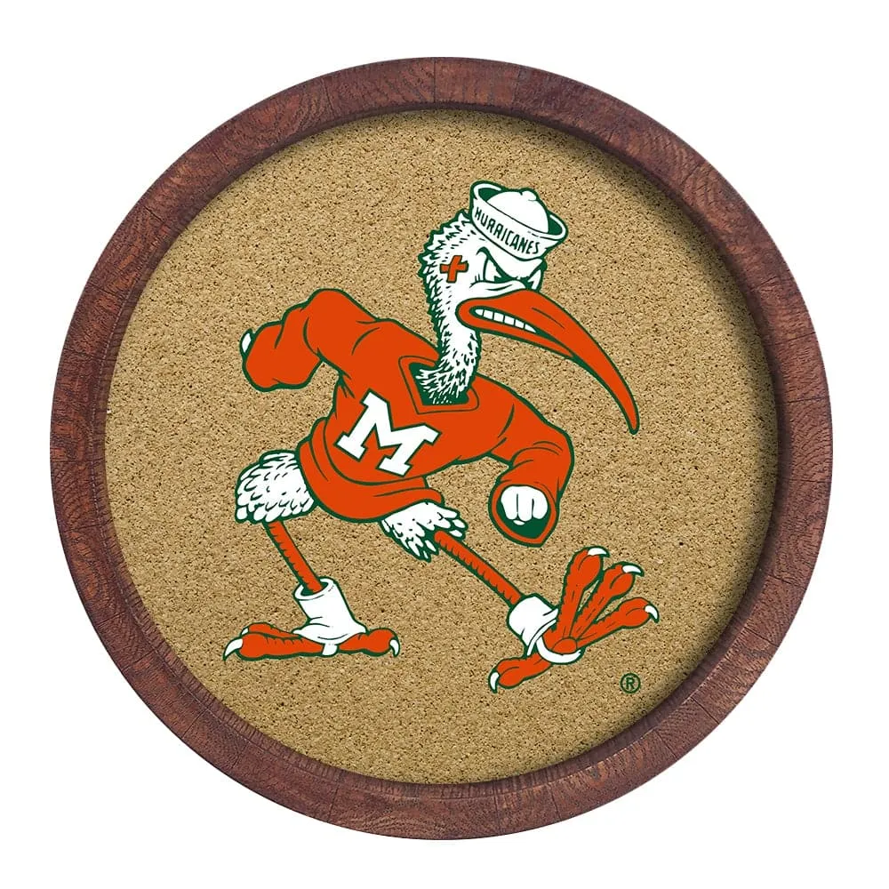 Miami Hurricanes: Mascot - "Faux" Barrel Framed Cork Board