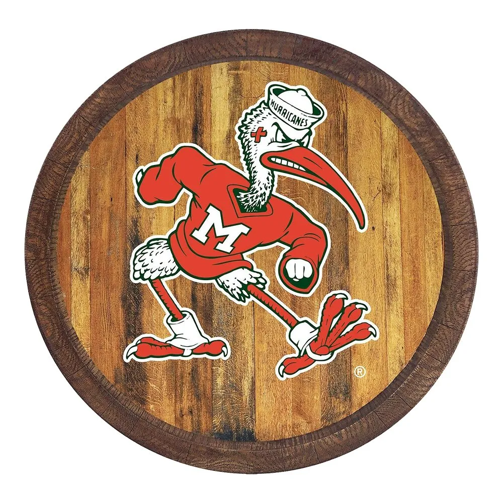 Miami Hurricanes: Mascot - "Faux" Barrel Top Sign