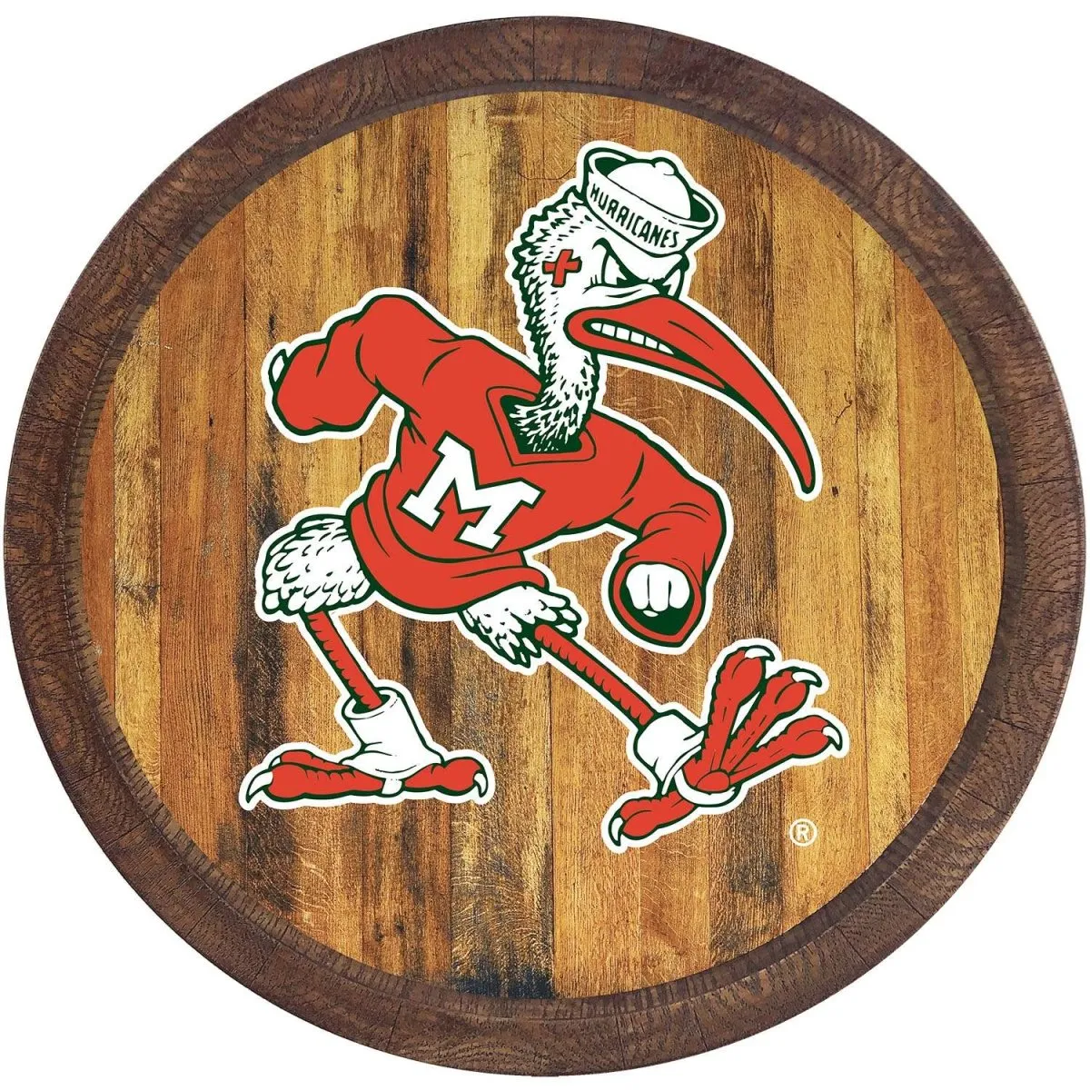 Miami Hurricanes: Mascot - "Faux" Barrel Top Sign