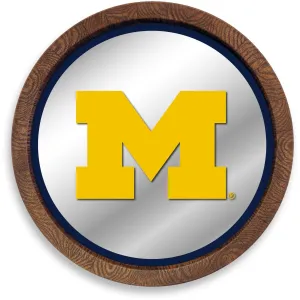 Michigan Wolverines: "Faux" Barrel Top Mirrored Wall Sign
