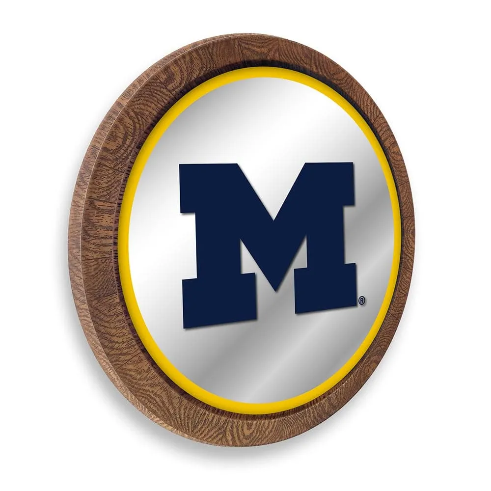 Michigan Wolverines: "Faux" Barrel Top Mirrored Wall Sign
