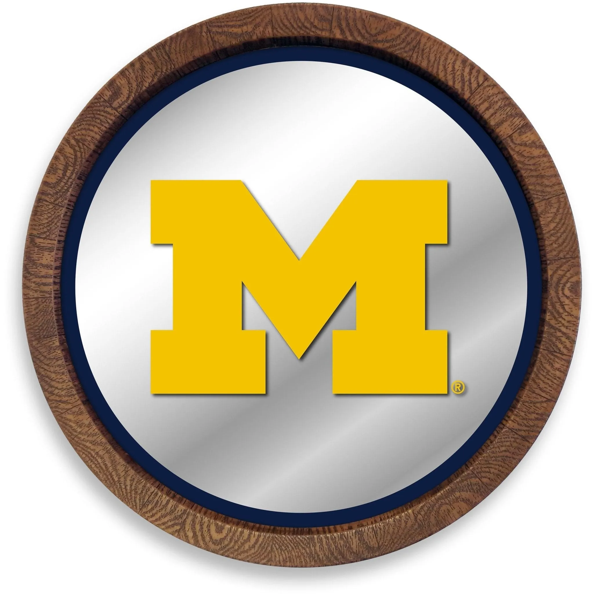 Michigan Wolverines: "Faux" Barrel Top Mirrored Wall Sign