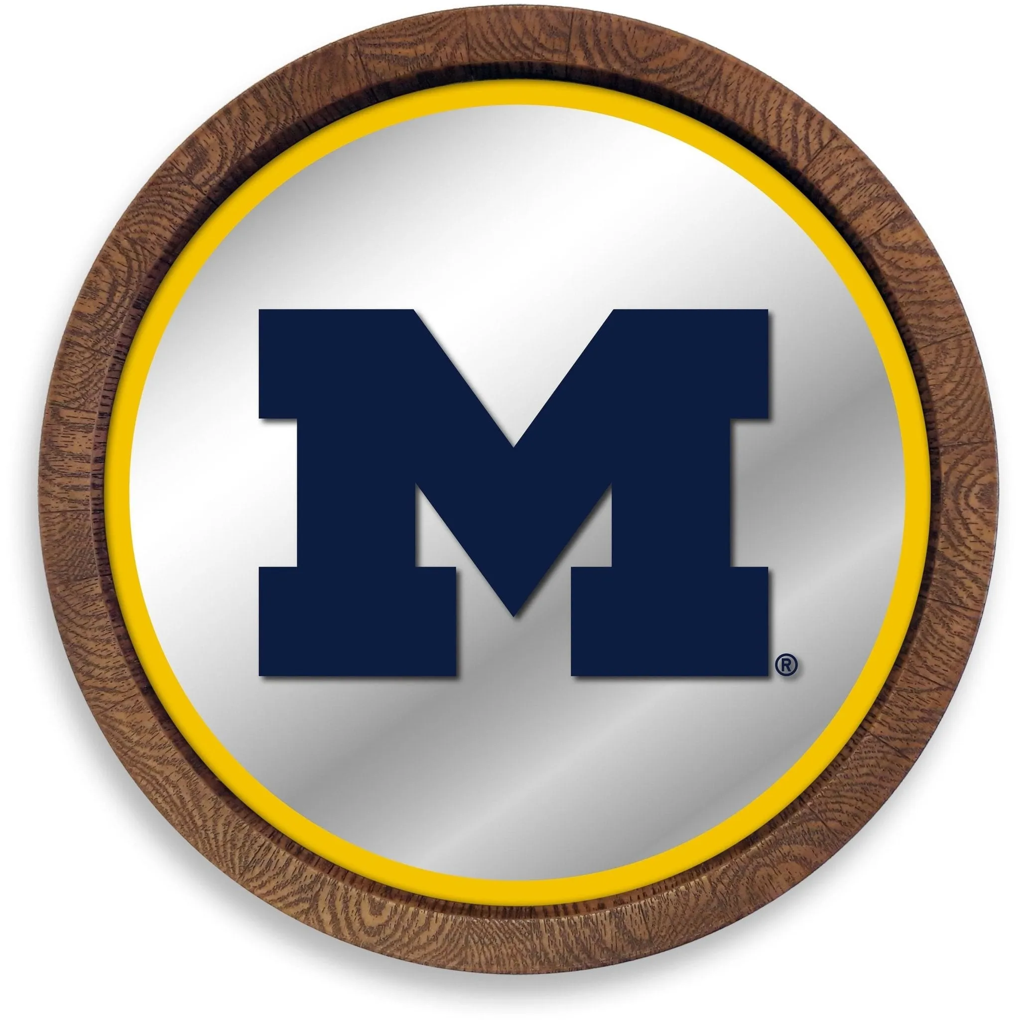 Michigan Wolverines: "Faux" Barrel Top Mirrored Wall Sign