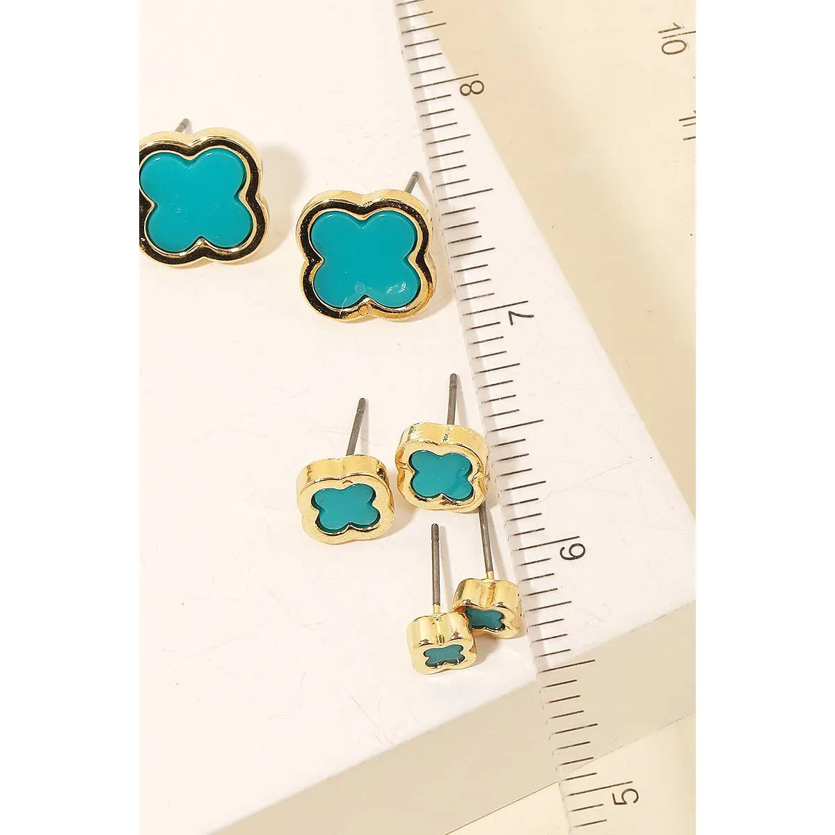 Mini Clover Stud Earrings Set: GDBLK