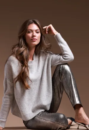 Minnie Rose Cashmere Sparkle Boxy Crew