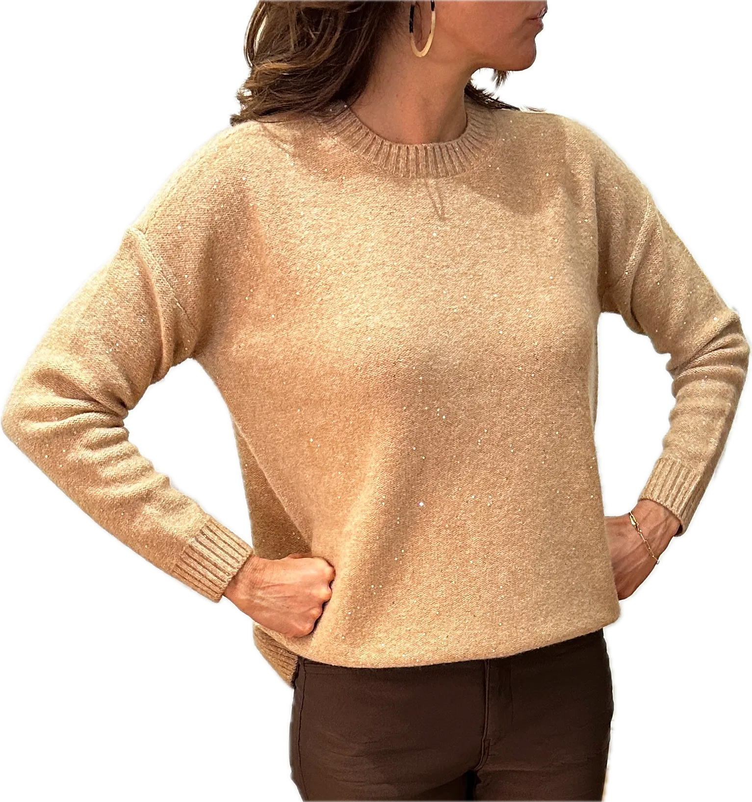 Minnie Rose Cashmere Sparkle Boxy Crew