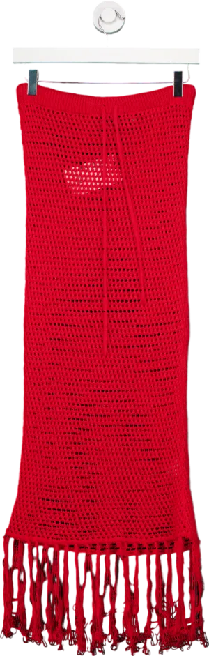 MissyEmpire Red Crochet Lowrise Maxi Skirt Co-ord UK S