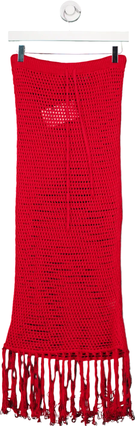 MissyEmpire Red Crochet Lowrise Maxi Skirt Co-ord UK S