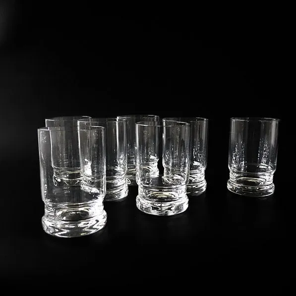 Mobler Vintage ALGHULT&nbsp;retro selterglas with graphical foot from Sweden mid-century. Price per piece.