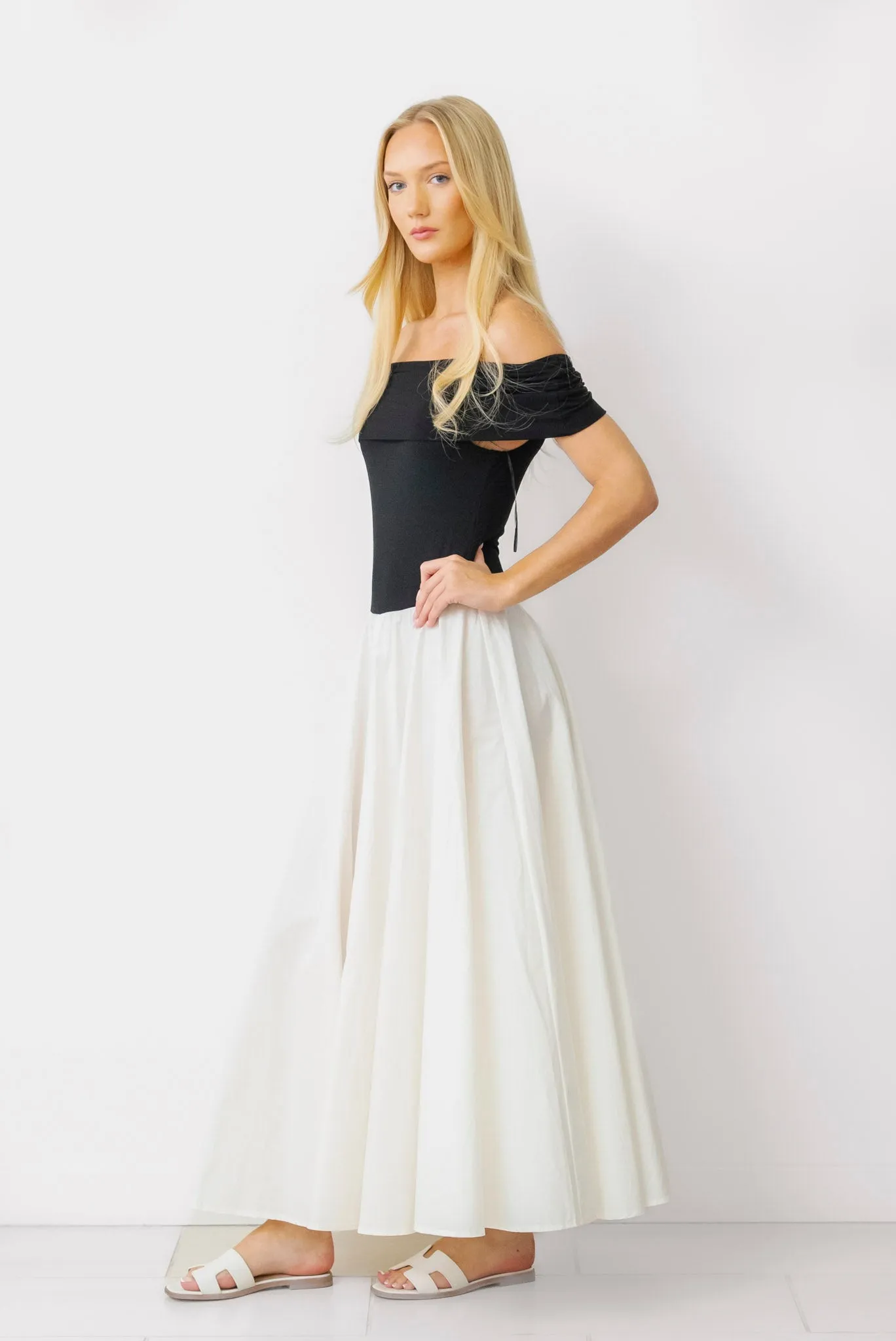 MOD Strapless Dress in Black and White