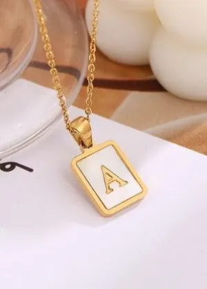 Mother of Pearl Initial Necklace