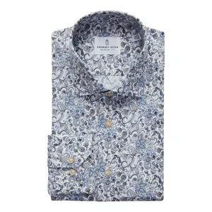 MR CROWN PAISLEY PRINT ON WHITE SHIRT - BROWN