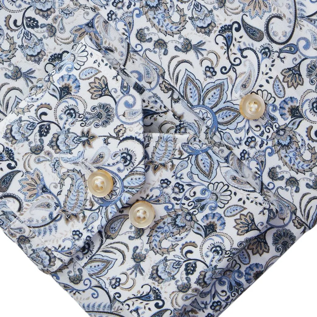 MR CROWN PAISLEY PRINT ON WHITE SHIRT - BROWN