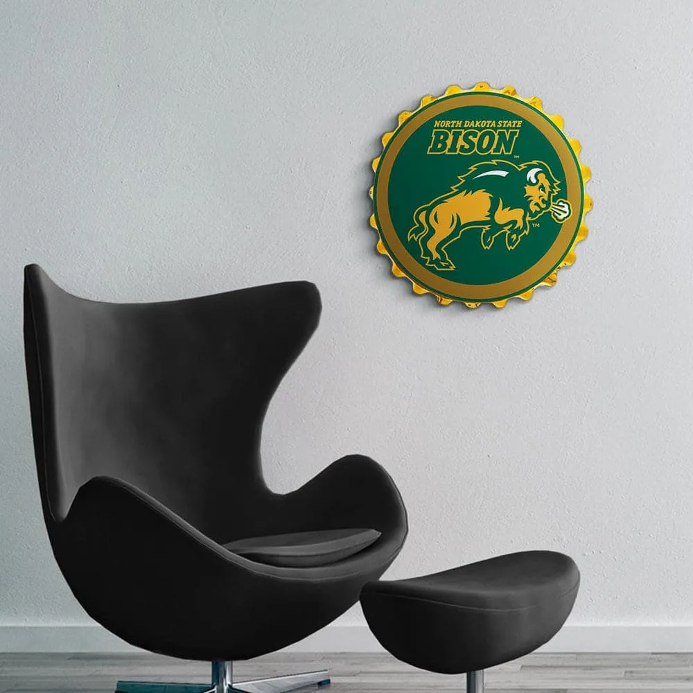North Dakota State Bison: Charging - Bottle Cap Wall Sign