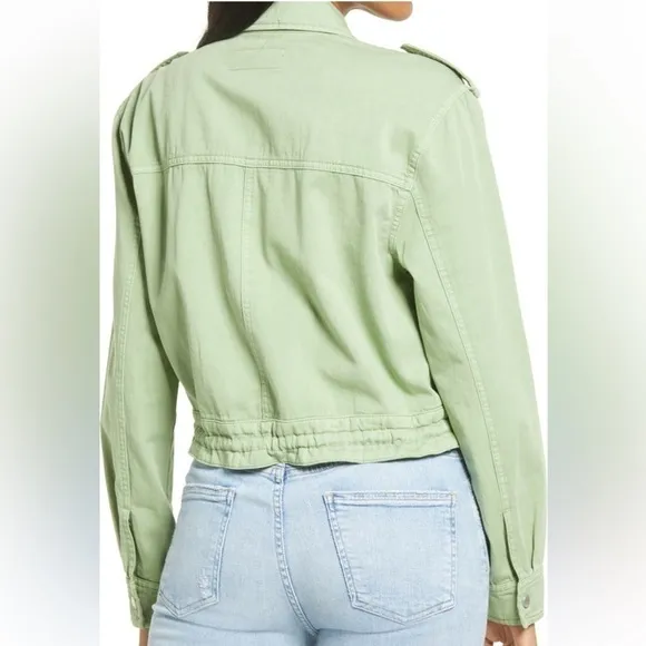 NWT BLANK NYC Here and Now Cropped Utility Jacket Green Size Small