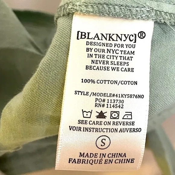 NWT BLANK NYC Here and Now Cropped Utility Jacket Green Size Small