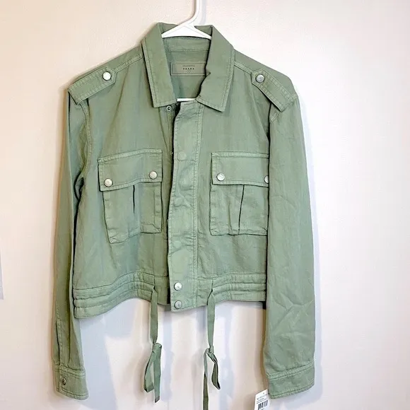 NWT BLANK NYC Here and Now Cropped Utility Jacket Green Size Small