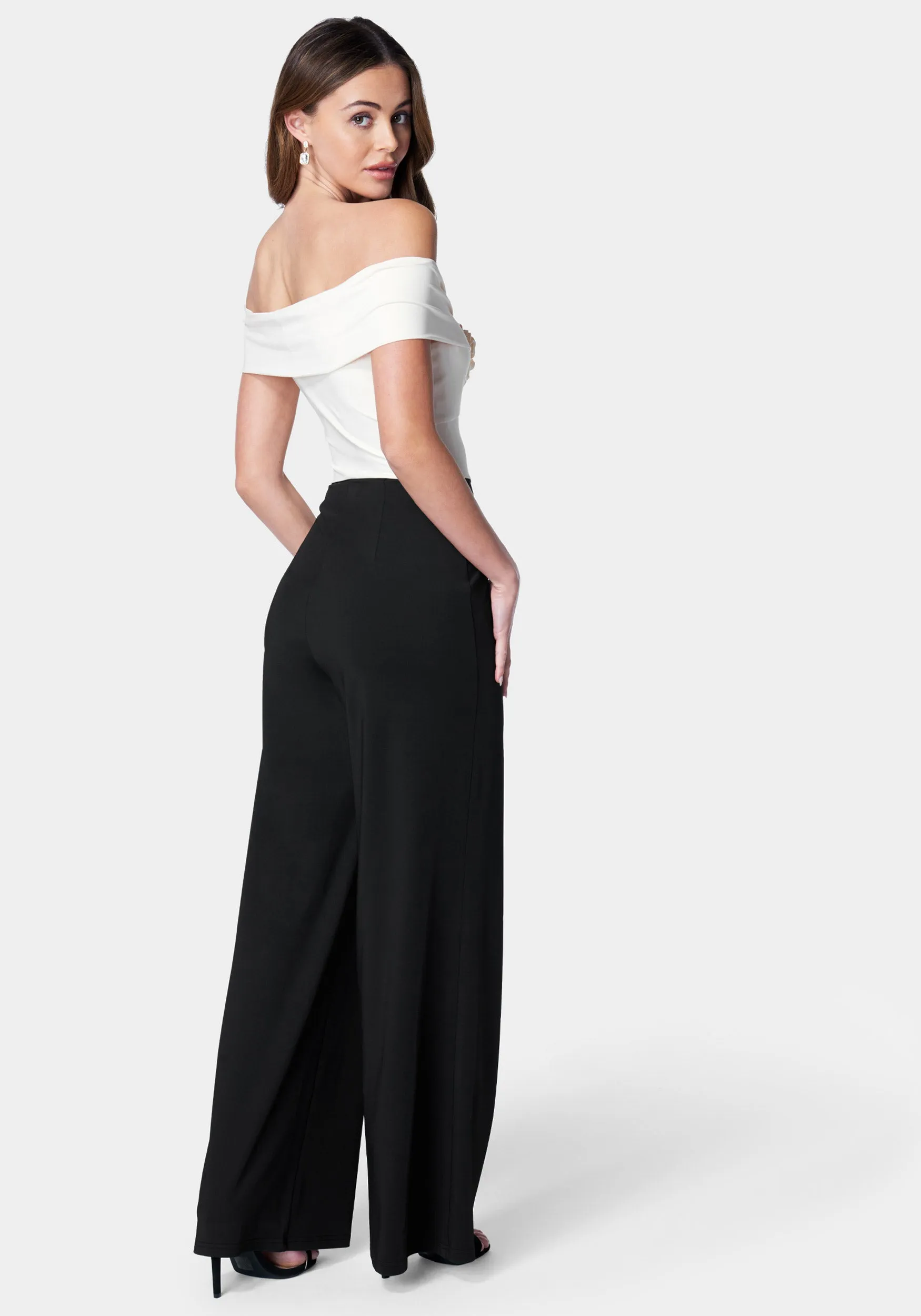 Off Shoulder Rosette Jumpsuit