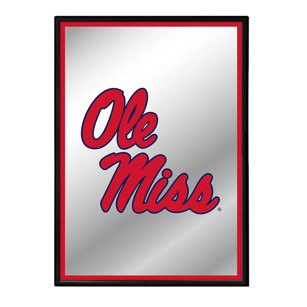 Ole Miss Rebels: Stacked Logo - Framed Mirrored Wall Sign