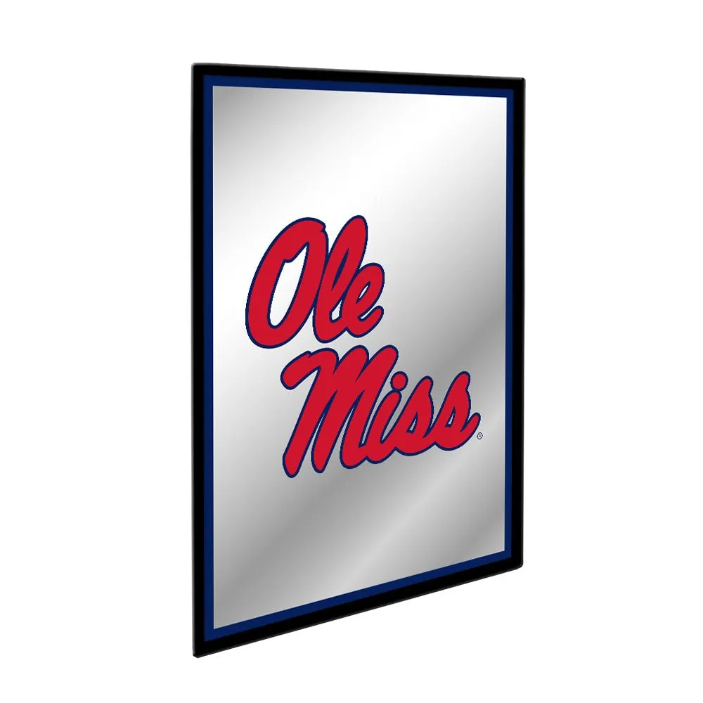 Ole Miss Rebels: Stacked Logo - Framed Mirrored Wall Sign