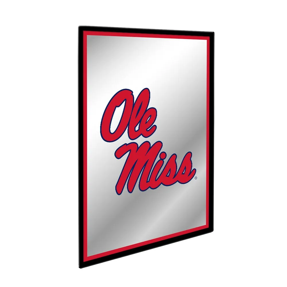 Ole Miss Rebels: Stacked Logo - Framed Mirrored Wall Sign