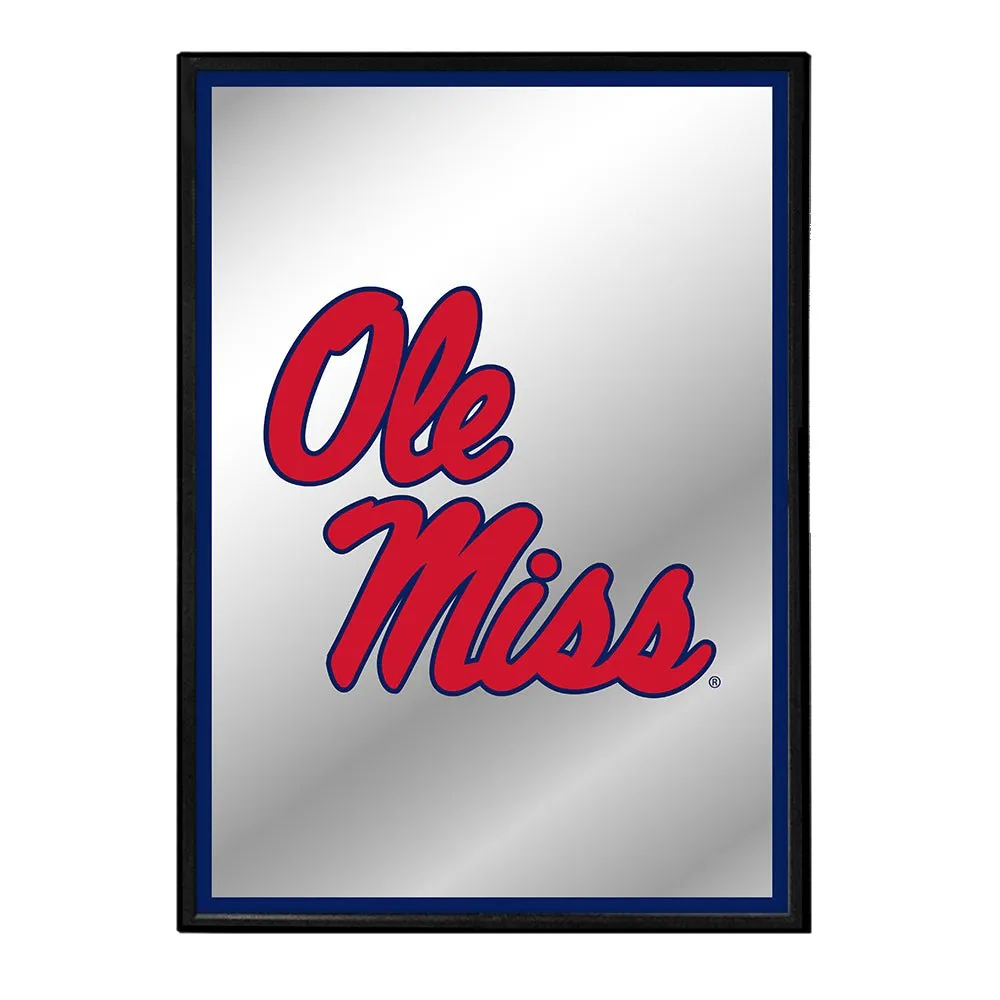 Ole Miss Rebels: Stacked Logo - Framed Mirrored Wall Sign