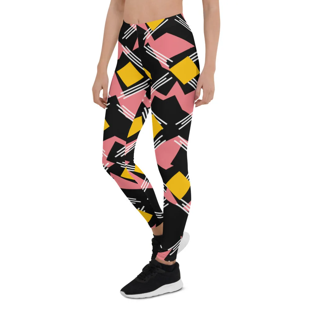 Origen Destination |On-Arrival Point of Origen Symbol-inspired Women's Pink/Black/Gold Striped Leggings