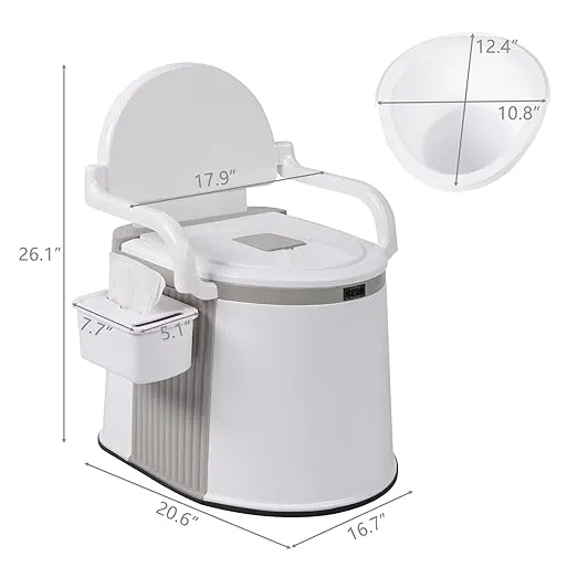 Outvita Portable Toilet, Lightweight RV Porta Potty, Bedside Commode With Detachable Inner Bucket & Removable Storage Box for Boat Van Hiking Fishing Bathroom Hospital Camping