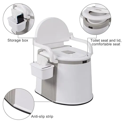 Outvita Portable Toilet, Lightweight RV Porta Potty, Bedside Commode With Detachable Inner Bucket & Removable Storage Box for Boat Van Hiking Fishing Bathroom Hospital Camping