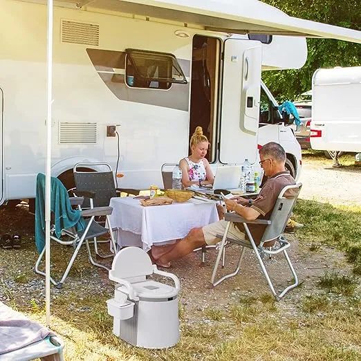 Outvita Portable Toilet, Lightweight RV Porta Potty, Bedside Commode With Detachable Inner Bucket & Removable Storage Box for Boat Van Hiking Fishing Bathroom Hospital Camping