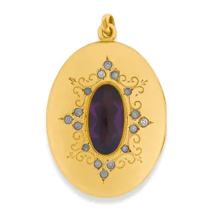 Oval Plum Antique Locket