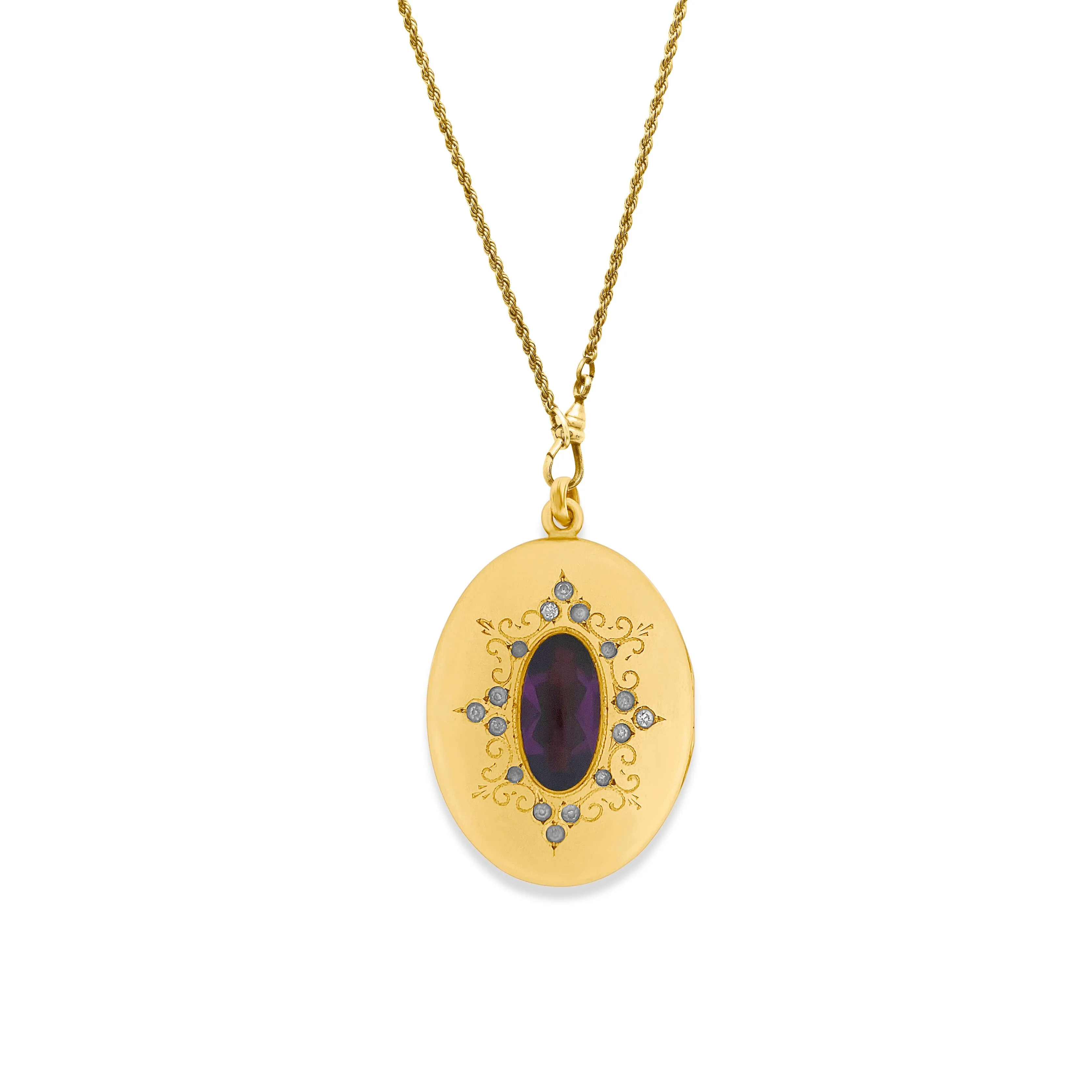 Oval Plum Antique Locket