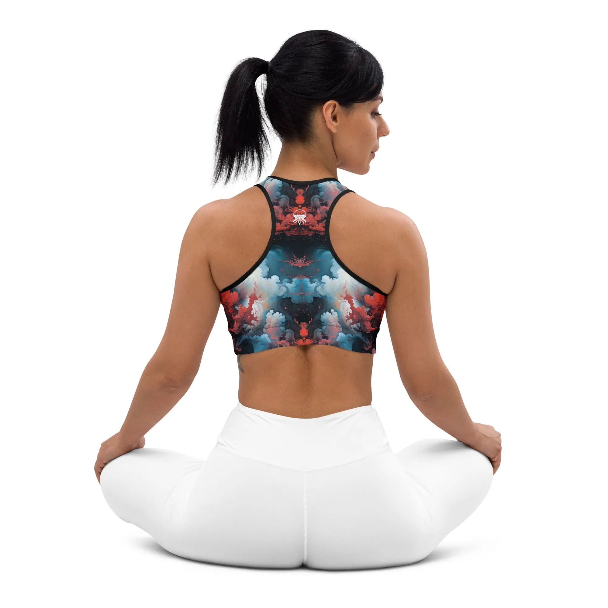 Padded Sports Bra - Ethereal Crimson Flow - Light