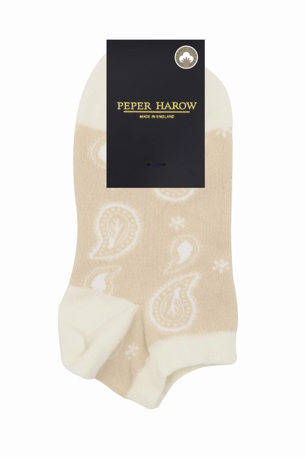 Paisley Women's Organic Cotton Trainer Socks | Beige